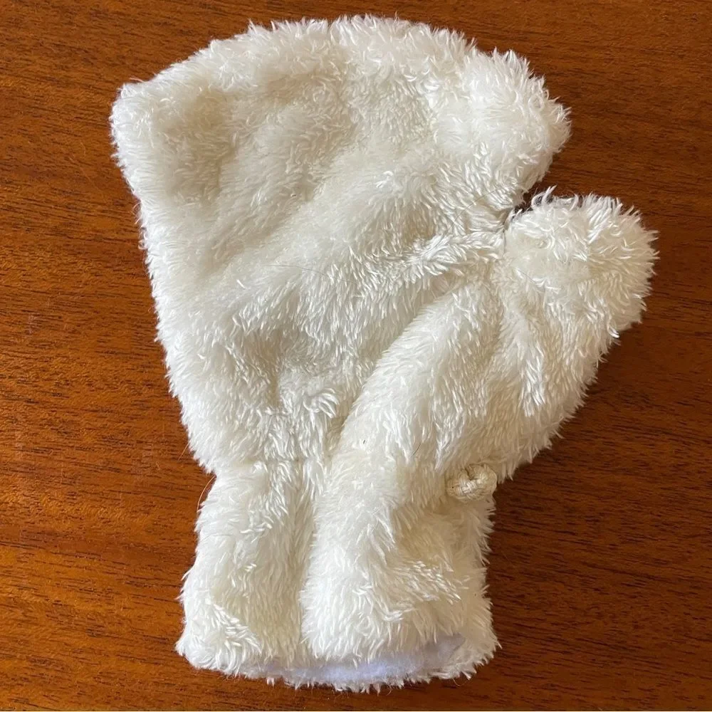 Fuzzy Cat Paw Costume Gloves White with Pink Pads